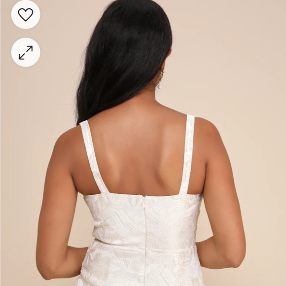 Shine for Us Cream Metallic Tropical Jacquard Mini Dress - Picture 9 of 9